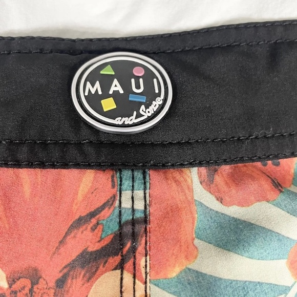 Maui And Sons Mens Floral Multicolor Swin Board Shorts Size 34 - Picture 8 of 10